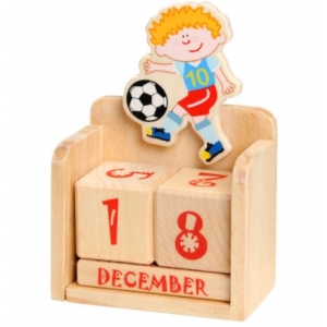 Houten kalender kinderen - Voetballer